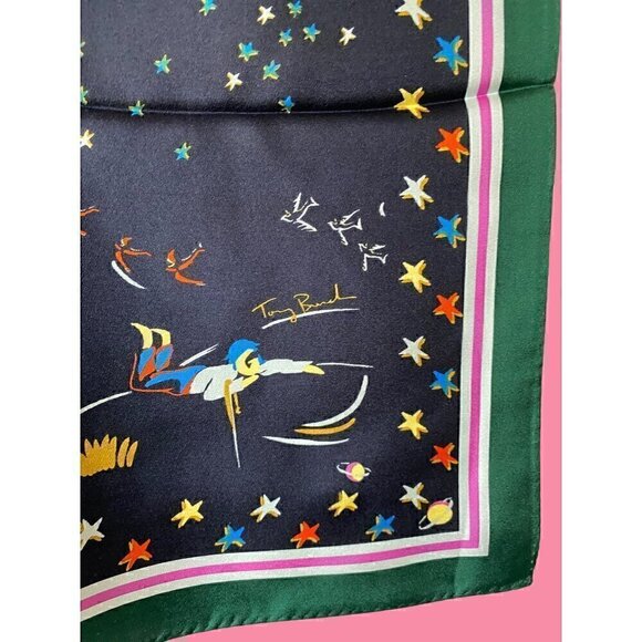 tory burch daydream silk square scarf 36"x36" tory navy blue new rare last one - Picture 8 of 11
